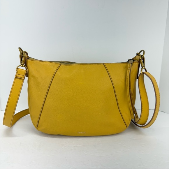 Fossil Handbags - Fossil Ochre Yellow Leather Skylar Handbag Crossbody Bag